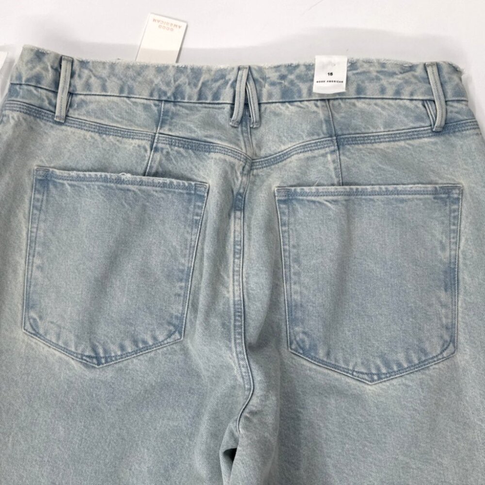 Good American Womens Acid Washed Jeans Size 15 Distressed Relaxed Soft 38x33 NEW - Picture 7 of 13